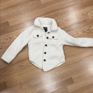 White Sherpa Jacket with Button Closure